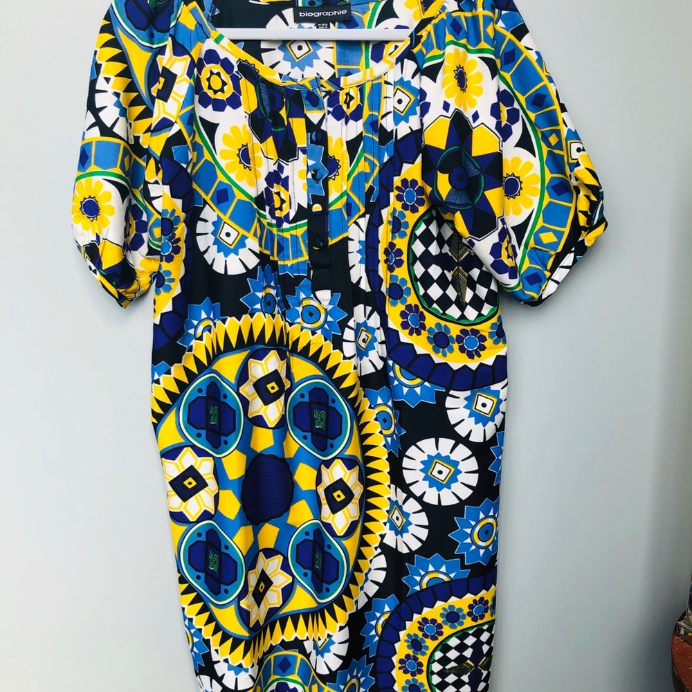 Biographie Purple Abstract Dress Size Large